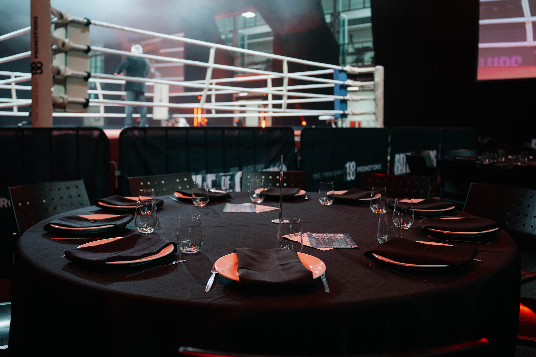A VIP table set ringside before doors