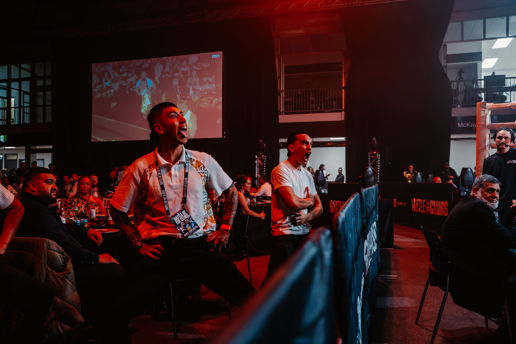 The crowd watching from the tables