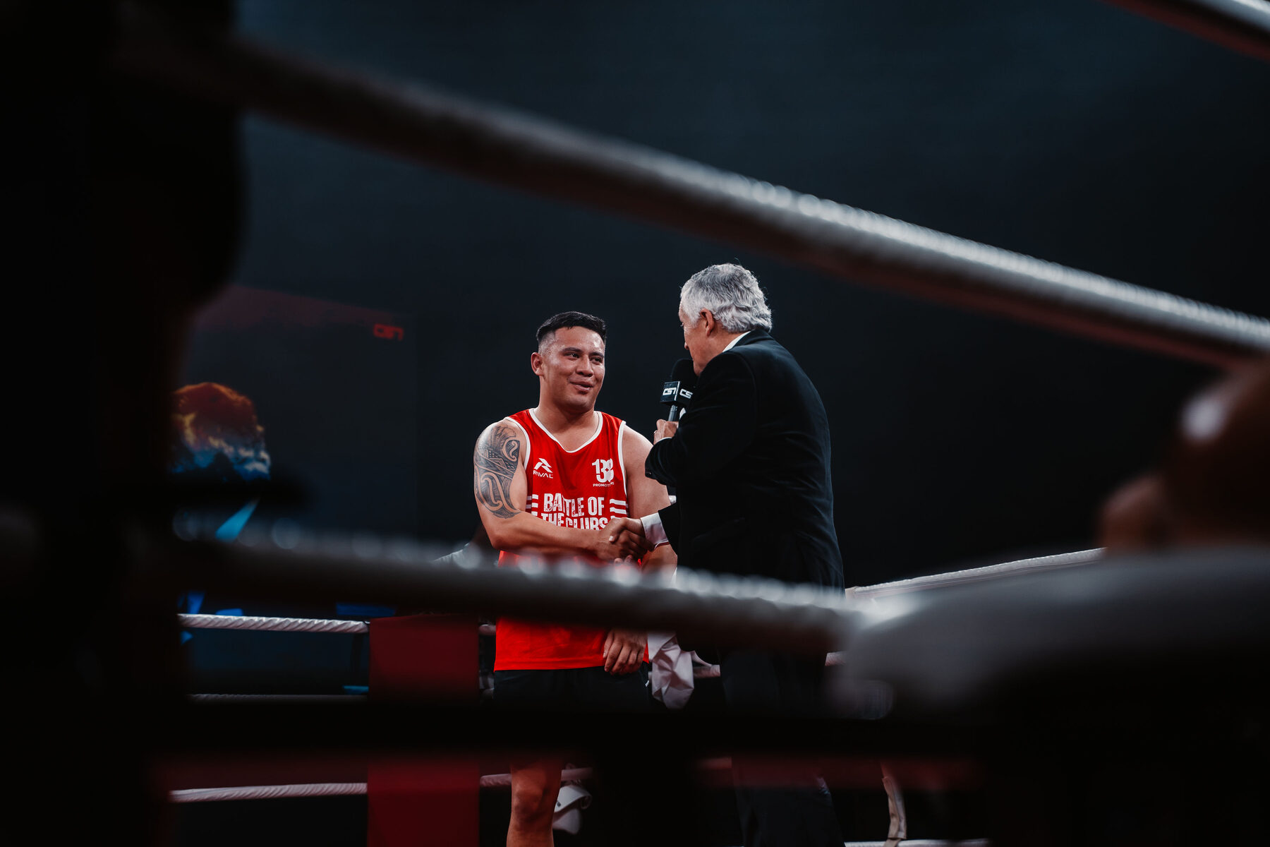 Post-fight interview in the ring